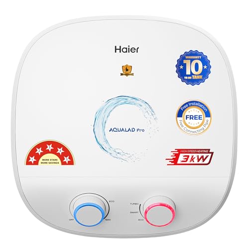 Image of Haier Aqualad Pro Geyser 15 Litre 5 Star 1-3KW Adjustable Storage Water Geyser |Free Installation&Flexi Pipe| Warranty 10 Yr on Tank |Dual Control Knob |Shockproof Tech |Glassline Tank |9-Level Safety