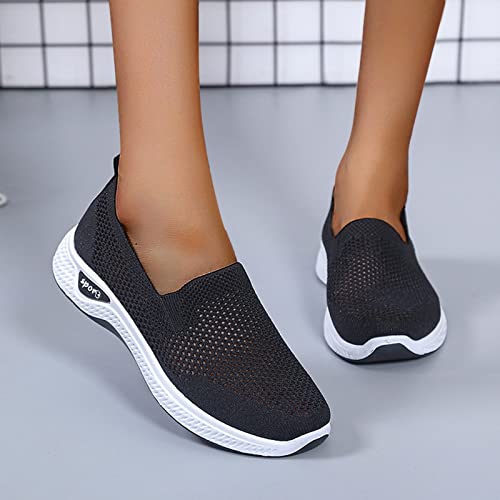 Women's Orthopedic Slip-On Sneakers Breathable Woven Diabetic Shoes with Arch Support Soft Wide Width Cushion Sneakers4