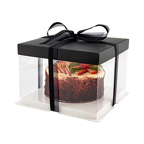 Black Cake Boxes. Sweet Vision Square Clear Plastic Cake Box Black