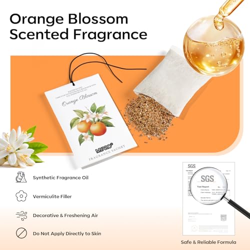 Image of MYARO 12 Packs Orange Scented Sachets - Fragrance for Closet, Drawer, Bathroom, Car - Air Freshener Deodorizer Packets