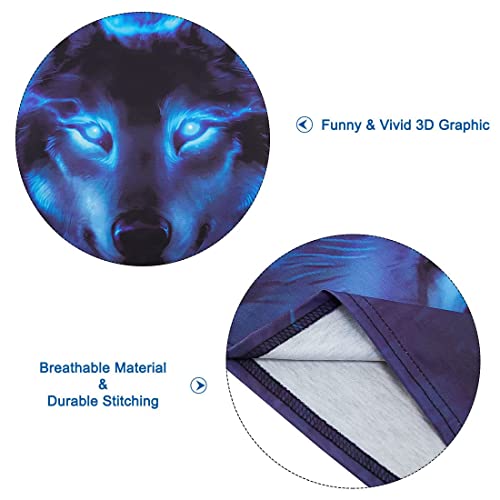 Funnycokid Boys Shirts Size 6 8 Neon Blue Wolf Short Sleeve Animal Print Tees Cool Kids Graphic T-Shirt Novelty Casual Summer Tops 6-8 Years #TOP4