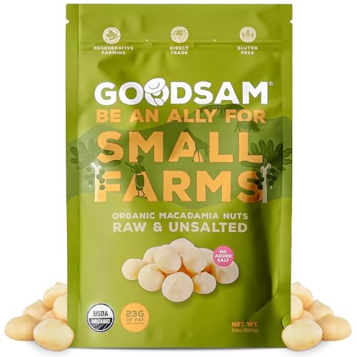 GoodSAM Organic Raw Macadamia Nuts – Unsalted, Whole Nuts –