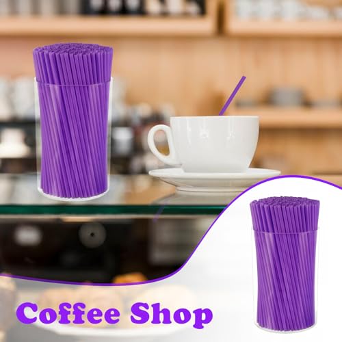 image for DLUGOPIS 500 Pcs Neon Purple Acrylic Coffee Stirrers Set - Holder, Sti