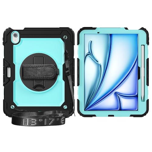 Coque iPad Air 11 M3 M2 antichoc avec protection écran verre et support rotatif 360