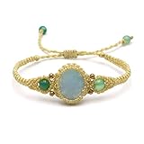 MERKMALE Material: Wachskordel, Achat, Kupfer - Länge: 14 - 26 cm (verstellbar) - Hauptstein: 2 x 1.5 cm - Farben: Beige, Weiß, Grün