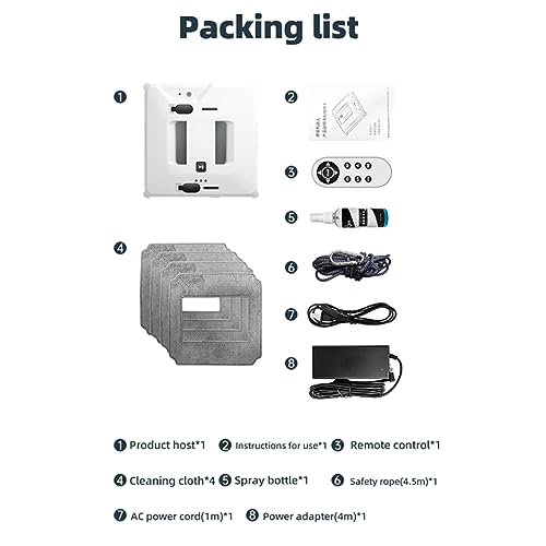 QJJML Window Cleaning Robot Vacuum,Glass Cleaner Robotic - Double Auto sprinkler|6.5cm Ultra-Thin, for High-Rise Windows,Glass,Tiles,Bathroom Cleaning - Image 7