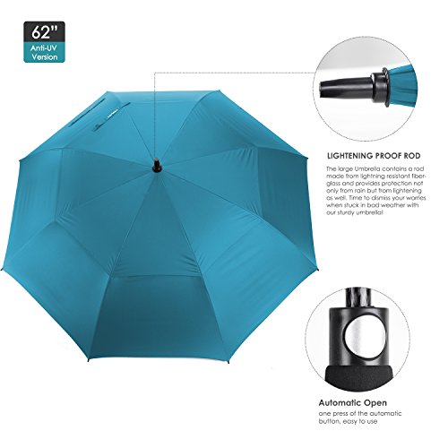 Zekar 54/62/68 Inch Windproof Large Vented Uv Protection And Classic Pongee Fabric Golf Umbrella, Double Canopy Rain Sun Oversized Stick Umbrellas Women Men #TOP5