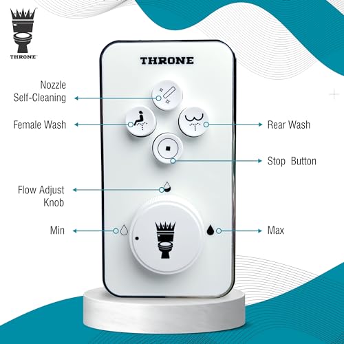 Throne Bidet Attachment for Toilet – USA Patented - Non-Electric Self Cleaning Cold Water Sprayer Double Nozzle (Frontal & Rear Wash) Bidet Toilet Seat Attachment, Easy Install (White)