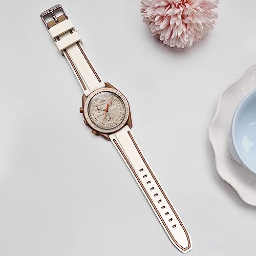 Farluya Band Compatible with Moonswatch,Soft Silicone 20mm Replacement Band for Omega X Swatch Moonswatch Speedmaster/Rolex/SEIKO for Women Men