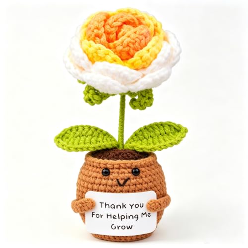 CoFuBcad Mini Positive Crochet Rose Gift Romantic Anniversary Valentine Day