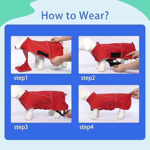 Image of MIGOHI Dog Snow Jacket,Large Dog Winter Coat,Winter Jackets for Dogs,Fleece Jacket for Dogs Boy Girl,Pet Clothes for Hiking Camping,Corgi,Shibainu,L,Red