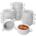 Produktbild MamboCat 12er Set Suppenterrine Zuppa weiß-grau 200 ml I Geschirrset aus Porzellan mit Henkel für Suppen Eintöpfe Desserts I stapelbare Suppenschüsseln spülmaschinen- & mikrowellengeeignet