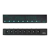 M-VAVE Fonte Alimentação 8 Saídas M-VAVE PEDAL POWER para Pedaleira Guitarra - 6x9V 100mA + 2x9V 300mA Proteção Contra Sobrecarga LED Indicador Portátil USB-C Inclui 8 Cabos DC Ideal Estúdio/Palco