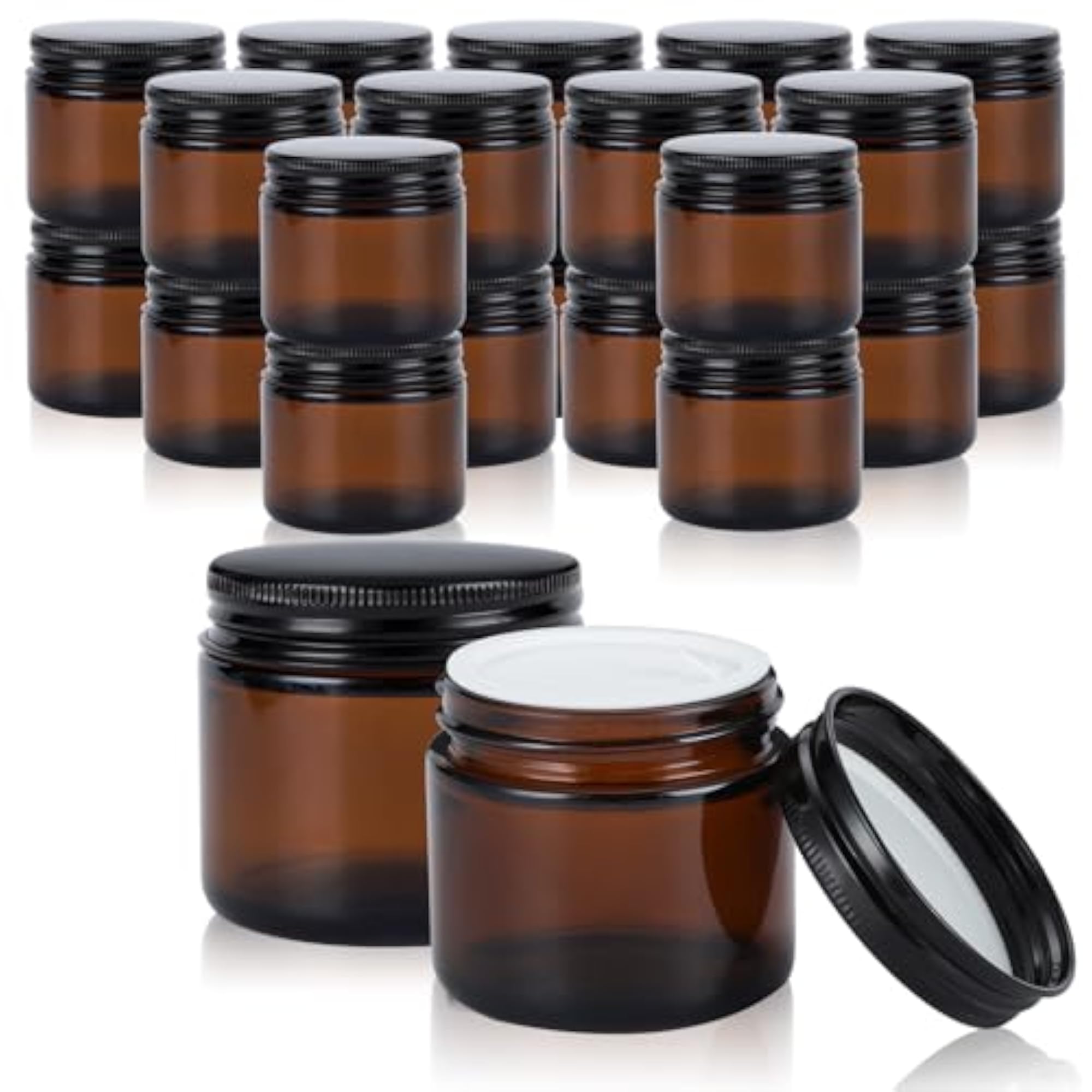 4oz Amber Glass Jars with Lids, 24 Pack for Cosmetics
