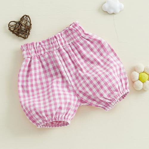 Toddler Baby Boy Girl Shorts Gingharm Plaid Shorts Summer Casual Bow Elastic Waist Pants Baby Bottoms Summer Outfit4