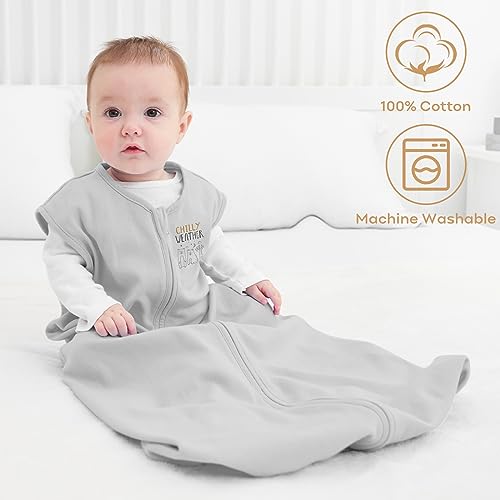Image of Yoofoss Baby Sleep Sack 0-6 Months Baby Wearable Blanket 100% Cotton 2-Way Zipper TOG 0.5 Toddler Sleeping Sack 3 Pack, Lightweight Sleep Sacks for Babies