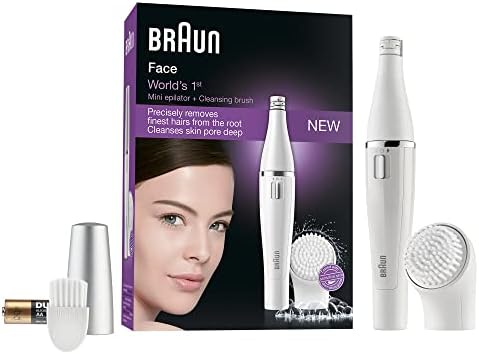 Braun Face 810 Mini Facial Epilator for Women, Cleansing Brush with Micro-Oscillations, Precise Root Hair Removal, Slim Head, Pore-Deep Cleansing, Cordless, White