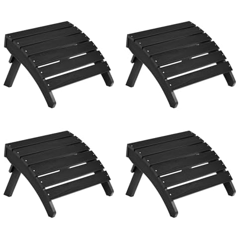 MXIMU Folding Adirondack Ottoman, Plastic Adirondack Footstool, Premium All Weather Ottoman for Adirondack Chairs, Wide Use in Backyard, Garden, Lawn, Porch, Poolside (4, Black) Cover