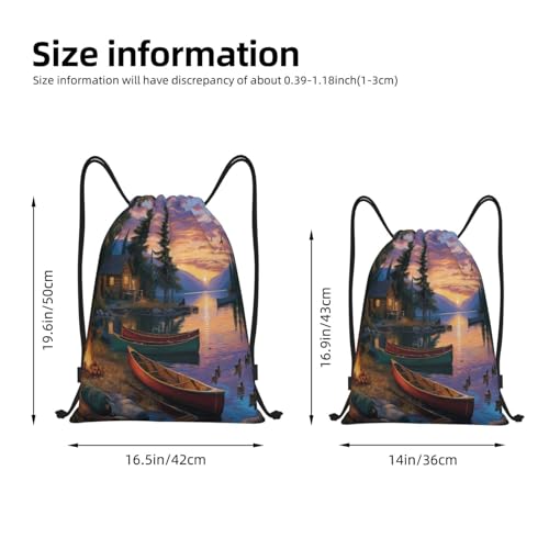 Drawstring Bag, A Beautiful Lake Design Durable Water Resistant For Sport,Travel - Lightweight Sackpack4