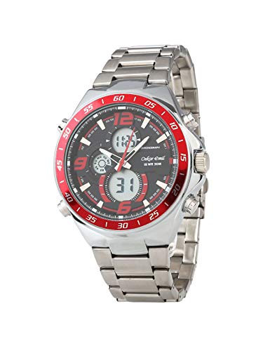 Preisvergleich Produktbild Oskar Emil Herrenuhr Brittany Quarz rot / Herrenuhr / Quarz / silberfarben