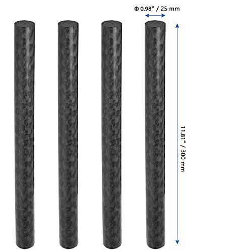 Image of MANCHAP 4 Pack 1 x 12 Inches Round Acetal Copolymer Rods, Opaque Black Plastic Acetal Copolymer Rod, Standard Tolerance Acetal Copolymer Stick for Non-marring Fixtures, Bushings, Spacers