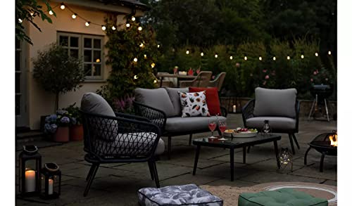 Image of DEVOKO Patio Furniture Set, 4 Pieces Porch Backyard Garden Outdoor Furniture Rope Sofa and Table Set (Black and Grey)