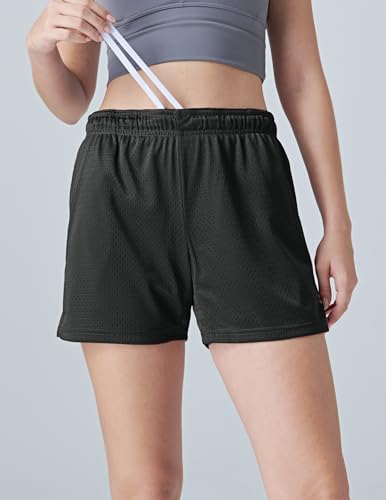 5-Pack Women's Athletic Shorts Mesh Basketball, Ladies Active Loose Pull-On Shorts with Zipper Pockets, 5" Inseam2