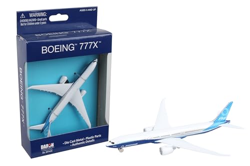 Boeing 777X Commercial Aircraft Corporate Livery White and Blue Diecast Model Airplane by Daron