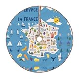 Taille : il est livré avec 3 tailles au choix, diamètre : 76 cm, 91 cm, 122 cm. Vous pouvez acheter la carte de France avec des icônes Decorat en fonction de la taille de votre sapin de Noël. Après la saison de Noël, vous pouvez le plier et le réutiliser les prochaines vacances.
