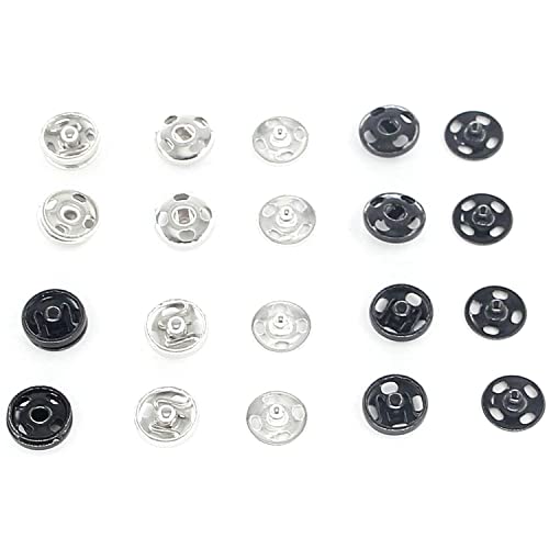 Leekayer 10 Mm Metal Press Button For Sewing Clothing Black Silver Sew-On Snap Buttons 72 Sets Brass Snap Fastener Buttons 0.39 Inch #TOP4