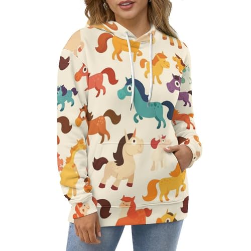 Sweatshirt cheval coloré pullover de détente pour weekend taille S - 2