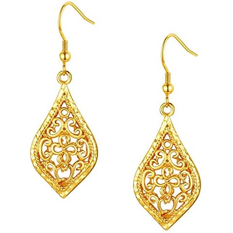 FindChic Jhumka Indian Earrings Handmade Antique Hollow Water Drop Shape Jhumka Dangle Earrings Traditional Indian Chandbali Earrings Jewellery For Women Girls Statement Ethnic Jhumki Earrings Cover