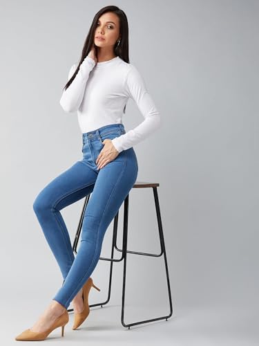 Image of Dolce Crudo Women's Skinny Fit High Rise Regular Length Stretchable High Waist Denim Jeans