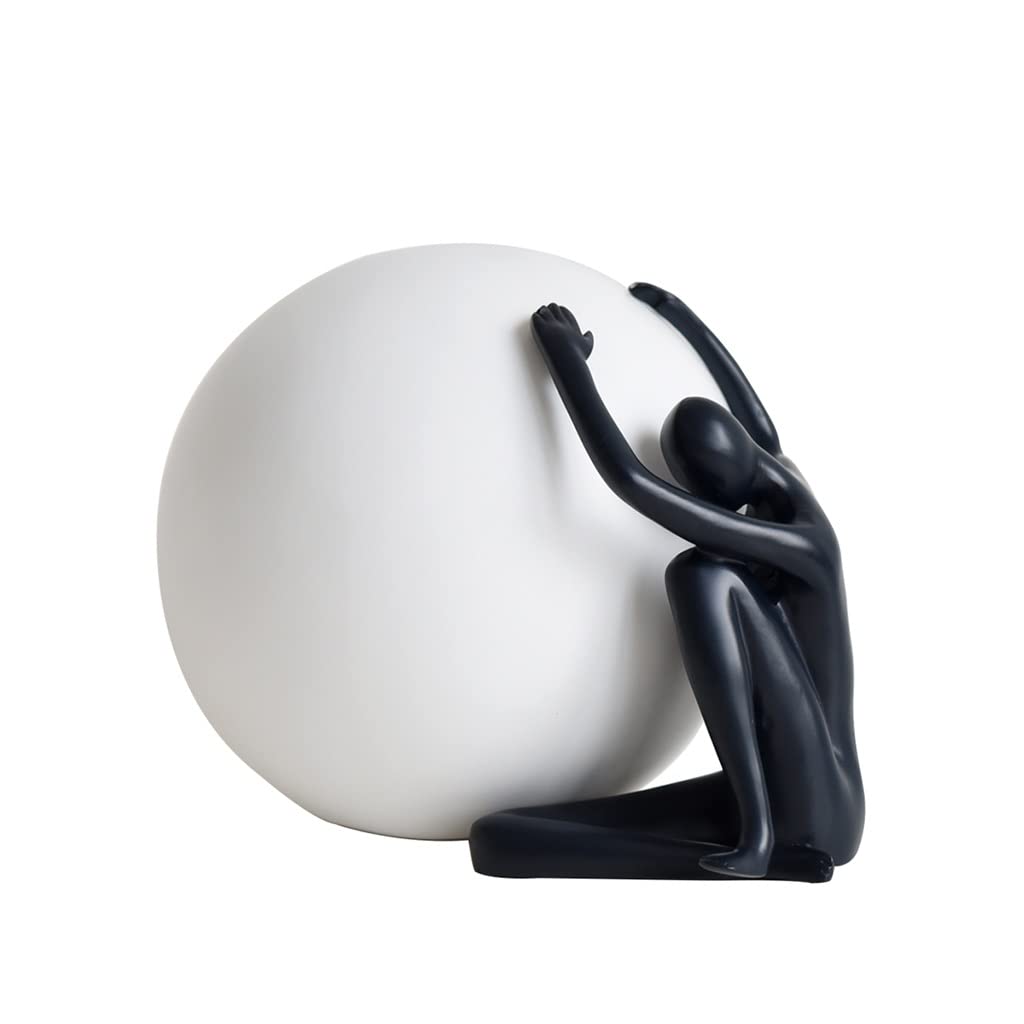FLYIODFCXV desk ornaments, Resin Figurines and Statues, Man with Ball Sculptures Modern for Table, for Office Living Room