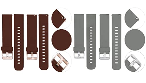 Image of ACM Pack of 2 Watch Strap Silicone Belt 20mm Compatible with Inbase Urban Lyf M Smartwatch Casual Classic Band (Brown /Grey)