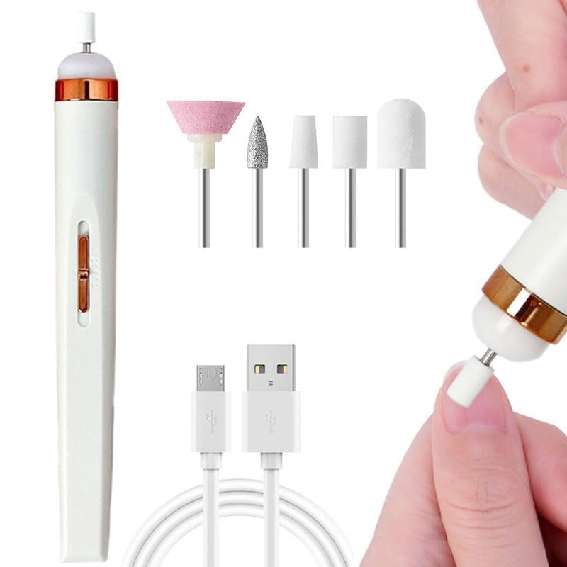 Professional Electric Nail Drill Machine Portable Mini Manicure Pedicure Nail Drill File Tool USB 5-in-1 Polishing Kit for Acrylic Gel Dip Powder Nails for Calluses Polishing for Home and Salon