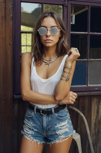 Image of PROUDDEMON Retro Gothic Steampunk Sunglasses for Women Men Round Lens Metal Frame