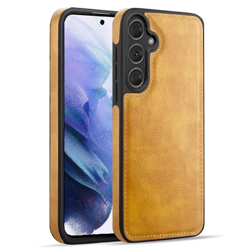 Image of Leather Case for Samsung Galaxy S23FE Premium Protective Stylish Slim Cover with Shockproof Raised Edges Brown