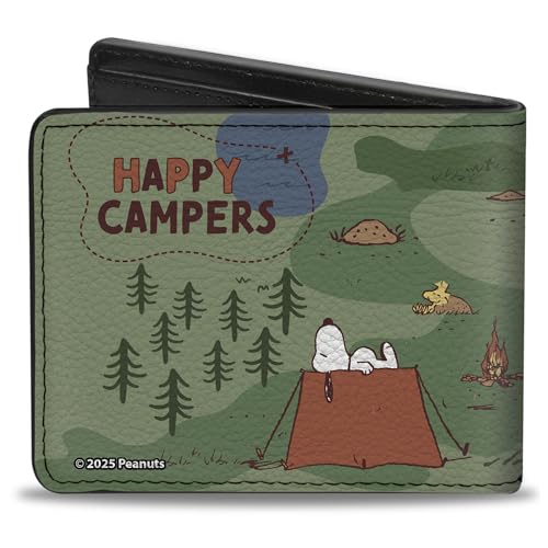Peanuts Wallet, Bifold, Peanuts Happy Camper Beagle Scouts Scenes, Vegan Leather2