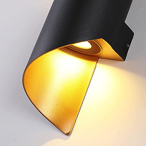 Aplique de pared LED moderno en forma rizada para decoración interior y exterior en color negro 7