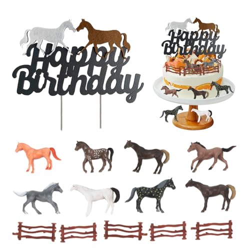 SZSMW Paquet de 15, Décoration de Gâteau Anniversaire Cheval - Adapté aux Déco de Fêtes de Chevaux, Aux Soirées à Thème Animalier, Réutilisables