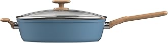 GoodCook Good Cook 11" Healthy Ceramic Titanium-Infused Jumbo Cooker, Nonstick Aluminum Sauté Pan with Glass Lid and Stay Cool Handle, Light Blue