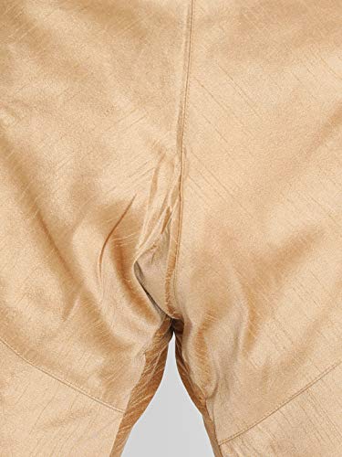 Image of VASTRAMAY Men's Beige Cotton Silk Blend Kurta, Ethnic Jacket and Pyjama Set