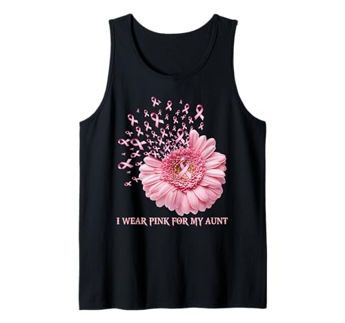 Cinta de girasol I Wear Pink For My Aunt Cancer Awarenes Camiseta sin Mangas