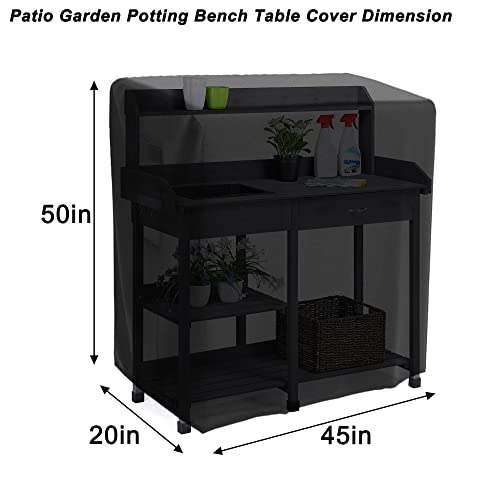 Garden Potting Bench Table Cover, Waterproof Protective Wooden Workstation Table Cover 420D Oxford Outdoor Potting Bench Table Cover 45" L X 20" W X 50" H Black(Only Cover) #TOP1