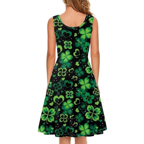 Image of Women's Casual Loose Sundress Midi Sleeveless Crewneck Dress Summer Beach Tank Dress with Pockets
