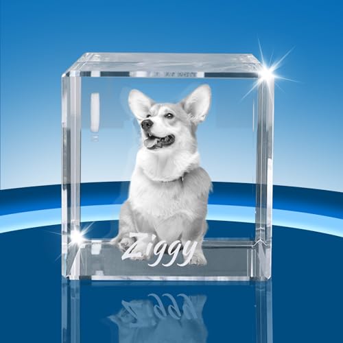 XSTZR Personalized 3D Crystal Photo – Custom 3D Picture in Crystals, Engraved Glass Photo Cube with Your Own Image – Memorial Gift for Women, Men, Couples, Parents (Cube)
