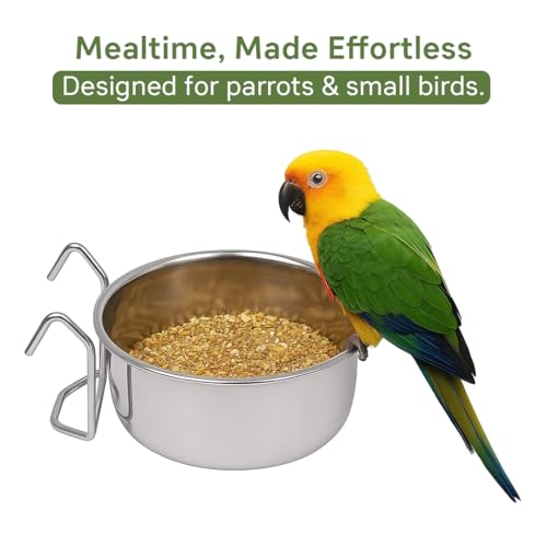 Image of Pets Empire Best Stainless Steel Birds Coop Cup Feeder Bowl (Hook+Clamp) 200ML Pack of 4