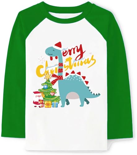 Image of Tkria Boys Girls Christmas Shirts for Kids Deer Monster Truck Excavator T-Shirt Long Sleeve Sweatshirt Toddler Tee Top 2-10T