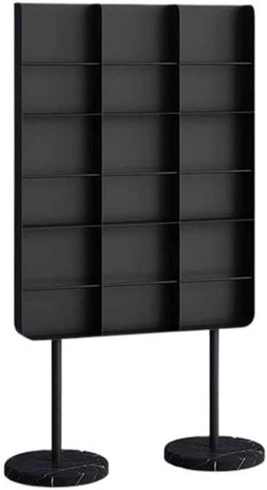 Cd Rack Minimalist Metal Vinyl Record Storage Rack with Marble Base High Legged Bookcase Magazine,Black